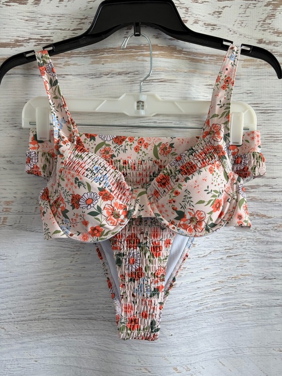 Other - Floral Smocked High Waisted Cheeky Bikini Set - Bottoms size L & Top size M